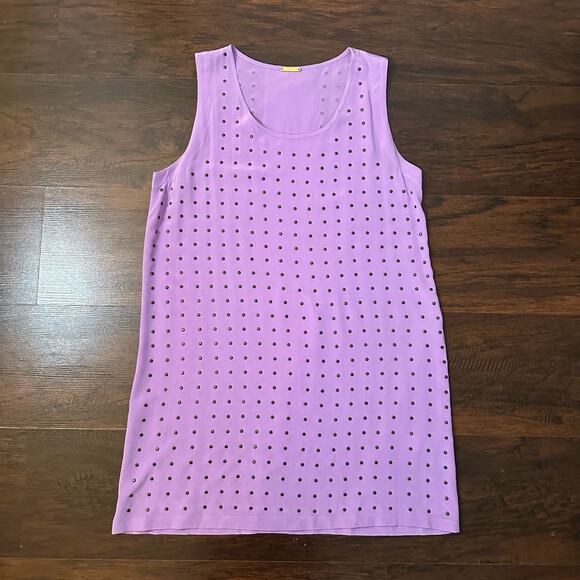 Rebecca Minkoff purple studded shift silk mini dress size 6 - Picture 6 of 12
